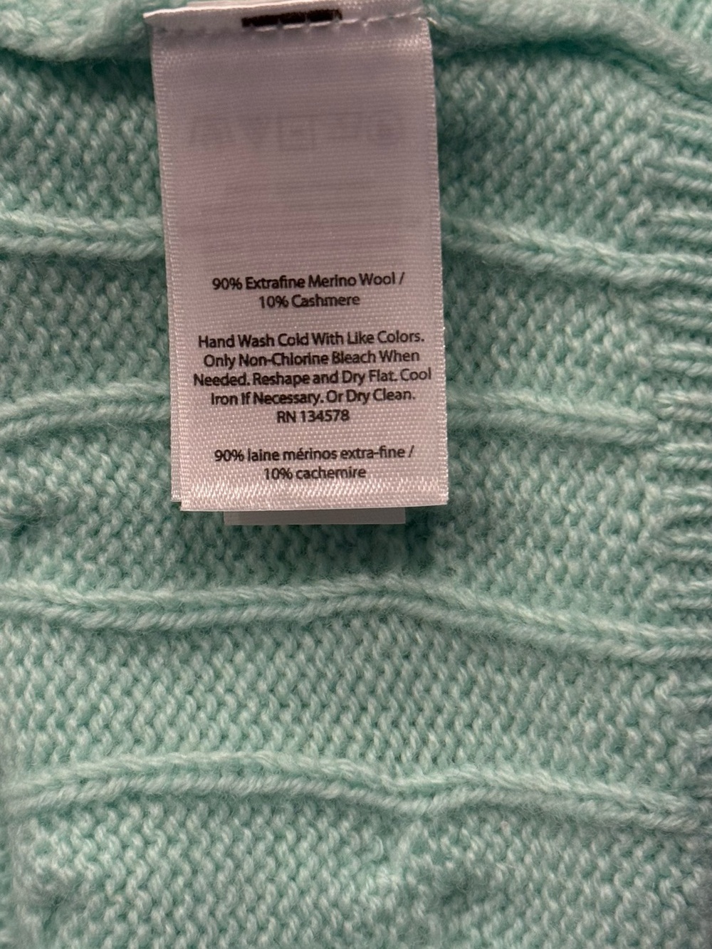 Vineyard Vines Mint Cable Knit Cashmere Merino Sweater Women’s L - Picture 5 of 5
